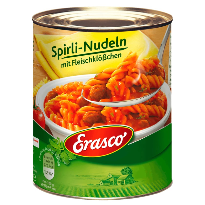 Erasco Spirli-Nudeln mit Fleischklößchen 800g